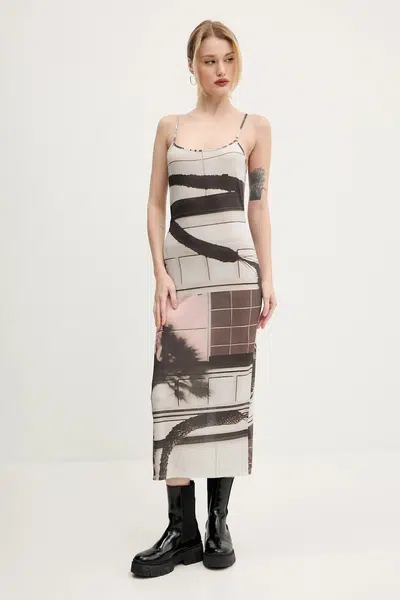 Šaty Desigual SHELLEY béžová barva, maxi, 25SWVK56