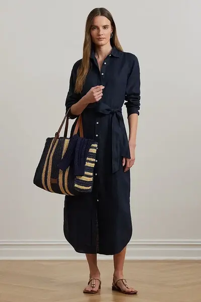 Lněné šaty Lauren Ralph Lauren