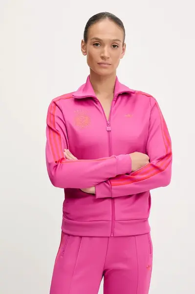 Mikina adidas Originals GRFX BB TT dámská, růžová barva, vzorovaná, JW6056