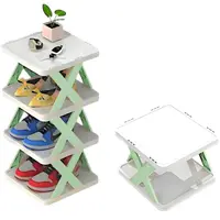 Skladací stojan na topánky so štyrmi úrovňami, zelená