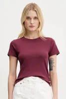 Bavlněné tričko Hollister Co. dámské, vínová barva, KI339-5062