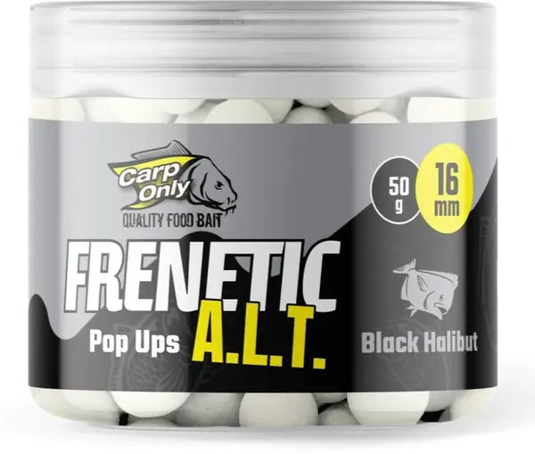 Carp only plovoucí boilies frenetic a.l.t. hi-visual pop ups 16 mm 50 g - black halibut