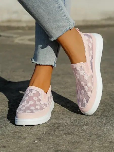 Resti Women's mesh loafers with flowers Emzos