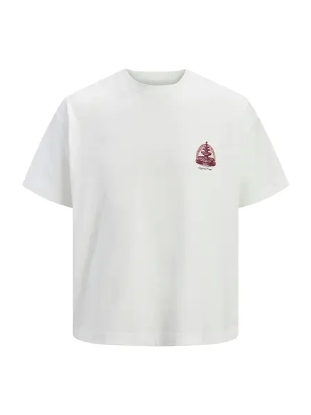 JACK & JONES Tričko 'JORMAINE'  rubínová / biela