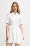 Lněné šaty Tommy Hilfiger bílá barva, mini, WW0WW44672