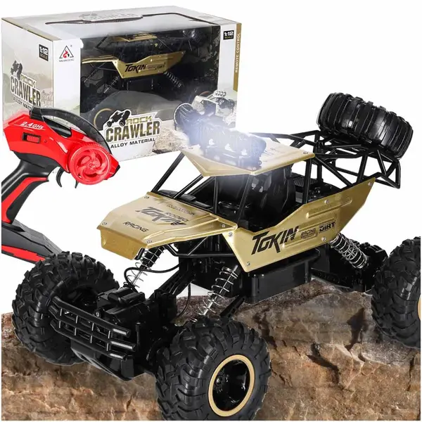 RC terénne auto 4x4 crawler s kovovou karosériou – zlaté