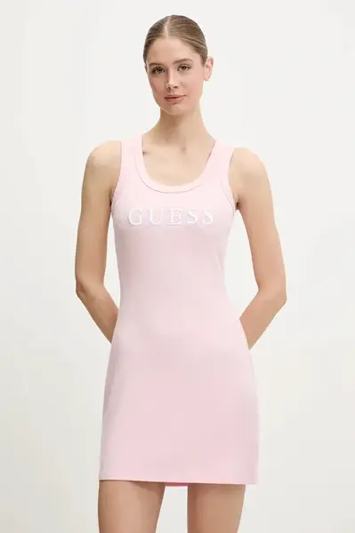 Šaty Guess SUNFLOWER růžová barva, mini, přiléhavé, V5GK06 K8RT2