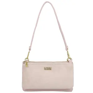 Stylová dámská semišová kabelka na rameno Amanda, růžová