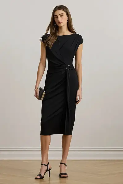 Šaty Lauren Ralph Lauren černá barva, midi, přiléhavé, 200973601