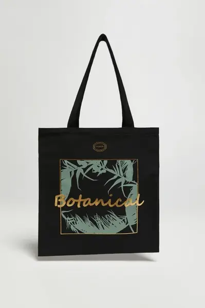 Marisse Black Shopper Bag With Inscription