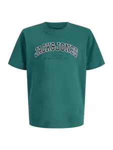 Jack & Jones Junior Tričko 'JJECALEB'  smaragdová / čierna / biela
