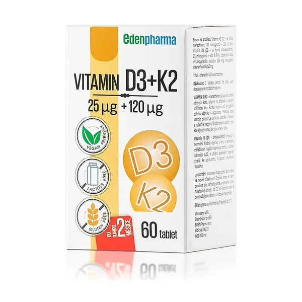 EDENPHARMA Vitamín D3 + Vitamín K2 60 tabliet