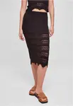 Women's 3/4 crochet knitted skirt black