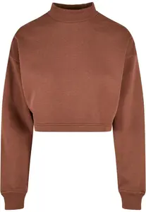 Ladies Cropped Oversized Sweat High Neck Crew bark