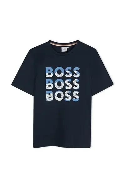 BOSS Dětské bavlněné tričko BOSS