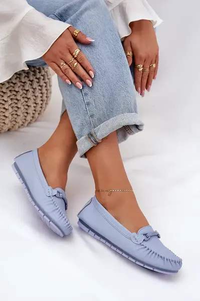 S. BARSKI Ploché Kožené Mokasiny S Ozdobou S.Barski