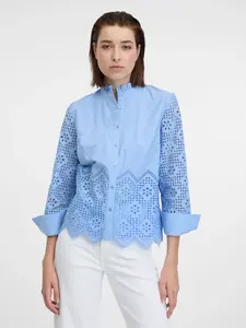 Orsay Světle modrá dámská halenka s ozdobnými detaily - Dámské