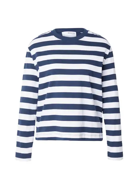 SELECTED Tričko 'ESSENTIAL'  tmavomodrá / biela