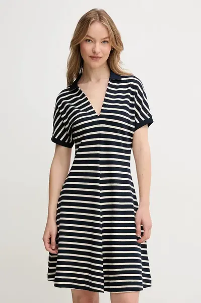 Šaty Tommy Hilfiger tmavomodrá barva, mini, WW0WW44513