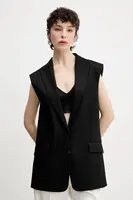 Lněná vesta HUGO černá barva, 50537621