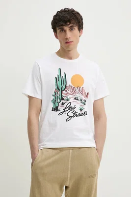 Bavlněné tričko Levi's GRAPHIC CREWNECK TEE bílá barva, s potiskem, 22491
