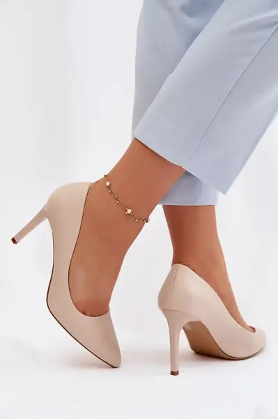 Eco kožené lodičky Sergio Leone 1339 béžové