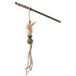 Hračka Magic Cat Natural Fun palička s přírodními pírky a provázky mix 25cm