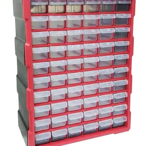 Organizér - skříňka plastová, 60 šuplíků, červená - MAGG 120298