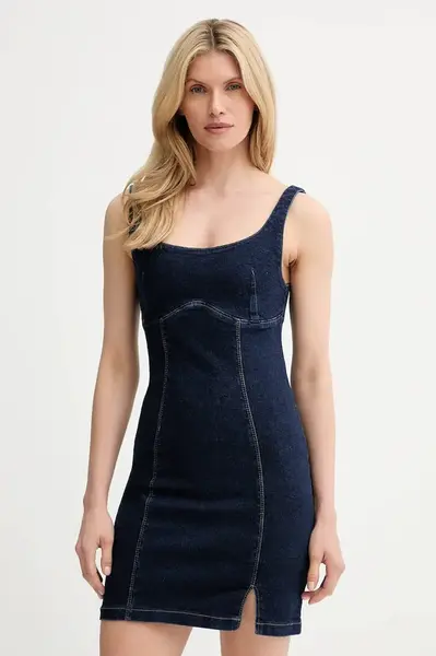Džínové šaty Answear.LAB tmavomodrá barva, mini, přiléhavé