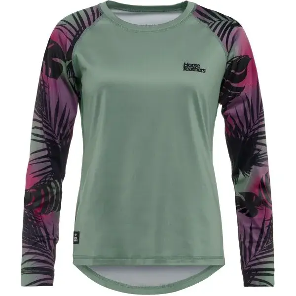 Horsefeathers DECO LS Dámsky cyklistický dres, tmavo zelená, veľkosť