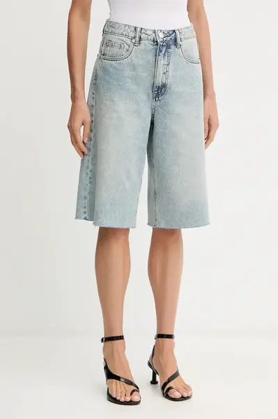 Džínové šortky Gestuz dámské, modrá barva, high waist, 10910165