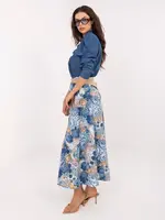 Tmavomodrá kvetinová rozšírená sukňa