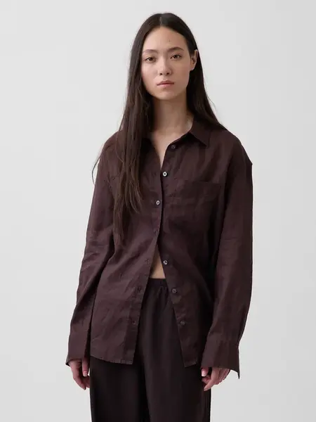 Dámska oversized košeľa z ľanu GAP
