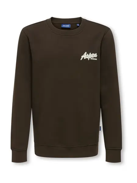 Only & Sons Junior Mikina 'OSJCONNOR SNOW'  tmavohnedá / biela