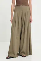 Kalhoty Answear.LAB dámské, zelená barva, široké, high waist