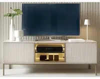 TV skříňka Sento, kašmírově béžová/šampaň, s osvětlením