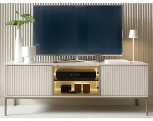 TV skříňka Sento, kašmírově béžová/šampaň, s osvětlením