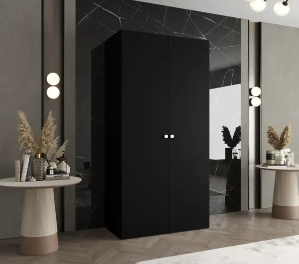 Šatní skříň Abi Parma 1 Rozměry: 100 cm, Pásky / úchyty: Kašmír, Barva korpusu + barva dveří: Černá + Černá