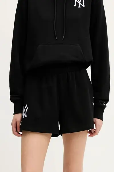 Kraťasy New Era dámské, černá barva, s aplikací, high waist, 60564909