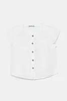 Dětská lněná košile United Colors of Benetton bílá barva, 5IPVGQ02E