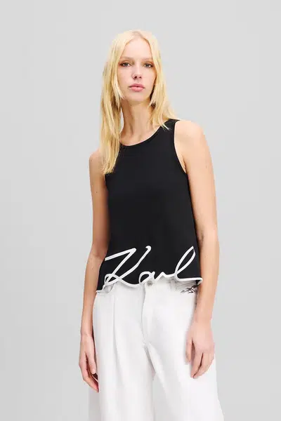Bavlněný top Karl Lagerfeld černá barva, A2W17066