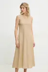 Lněné šaty Answear.LAB béžová barva, midi