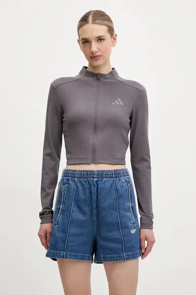 Mikina adidas ALL SZN RIB dámská, fialová barva, hladká, JJ1229