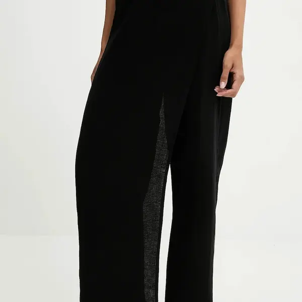 Bavlněné kalhoty Answear.LAB dámské, černá barva, široké, high waist