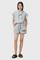 Bavlněné šortky AllSaints SORRI dámské, šedá barva, s potiskem, high waist, W053TC