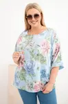 Kesi kvetinová blúzka plus-size modrá