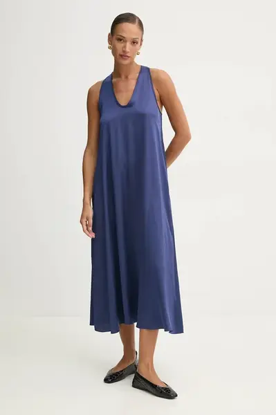 Šaty Fracomina tmavomodrá barva, maxi, oversize, FS25SD3005W64101