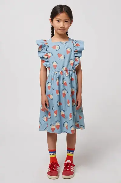 Dětské bavlněné šaty Bobo Choses Morning Egg modrá barva, mini, 125AC143
