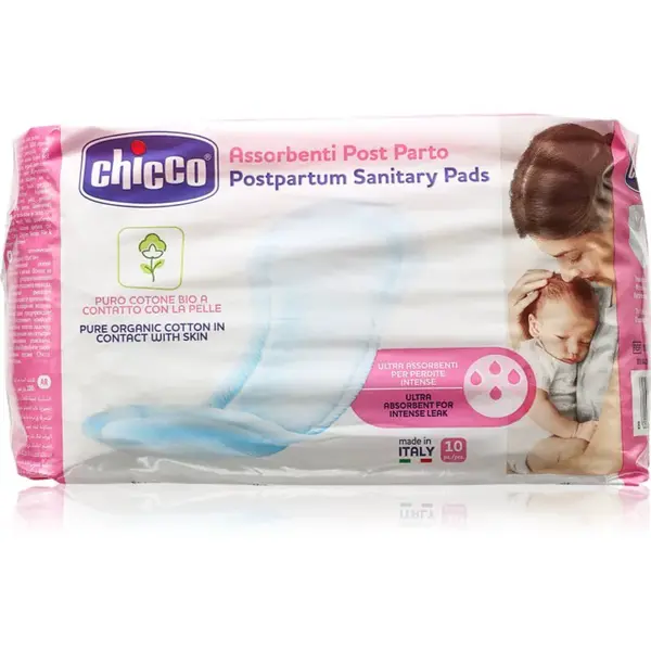 Chicco Postpartum Sanitary Pads 100% Pure Organic Cotton pôrodnícke vložky 10 ks