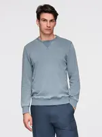 Ombre Washed men's sweatshirt with decorative stitching at the neckline - light blue